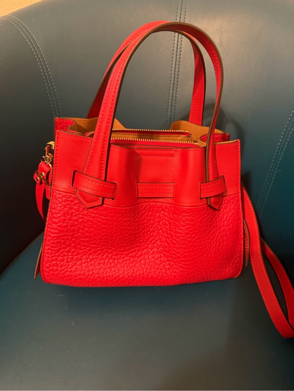 Maison Pourchet Blossom Small red satchel/crossbody *NEW - Picture 2 of 4